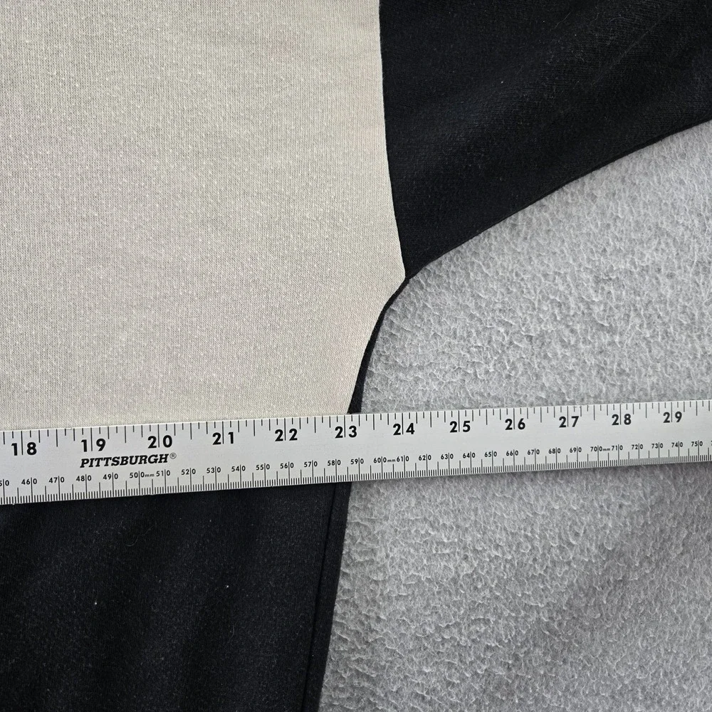 PINK Victoria's Secret Women‎ Hoodie L Black Cropped Colorblock Logo Long Sleeve